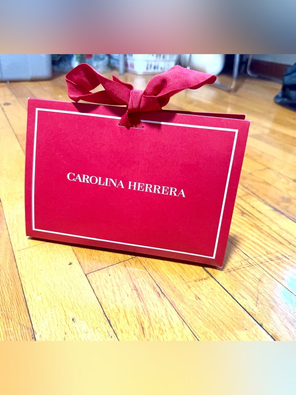 Carolina Herrera Red Branded Gift Bag with Ribbon Handle